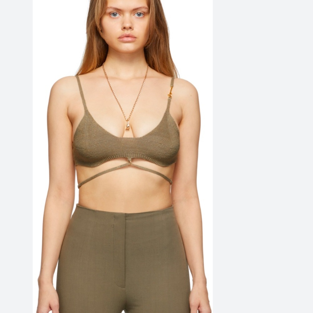 Jacquemus Olive Green Knit Crop Top